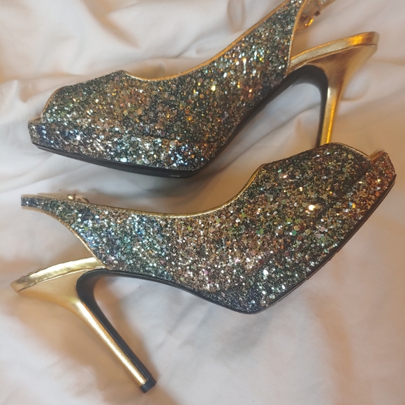 J Renee peep toe sequin high heels - Picture 3 of 6